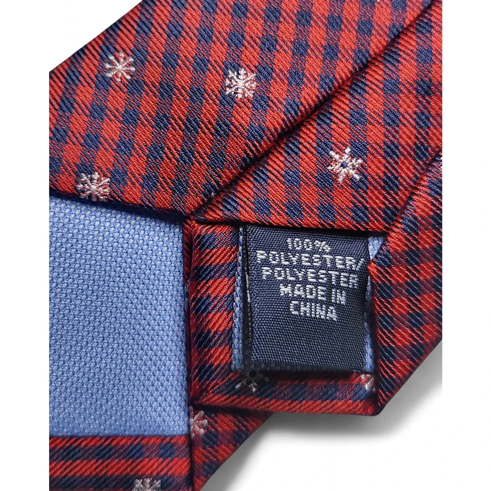 NWT TOMMY‎ HILFIGER Let it Snow Embroidered Christmas Holiday Red Check Boys Tie